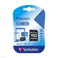 VERBATIM Memóriakártya Verbatim Micro SDHC 16GB Class 10 + adapter