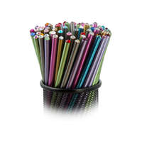 ART CRYSTELLA Grafitirón végén SWAROVSKI® kristállyal metál ezüst test 17,5 cm light siam kristállyal rózsaszín