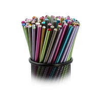 ART CRYSTELLA Grafitirón végén SWAROVSKI® kristállyal metál zöld test 17,5 cm light siam kristállyal világoskék