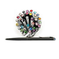 ART CRYSTELLA Golyósirón Elegante végén SWAROVSKI® kristállyal fekete tolltest 14 cm aqua világoskék