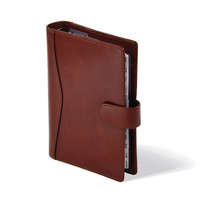 SATURNUS Gyűrűs kalendárium Saturnus M418, újrahasznosított fényes bőr, barna