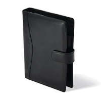 SATURNUS Gyűrűs kalendárium Saturnus L418, újrahasznosított fényes bőr, fekete