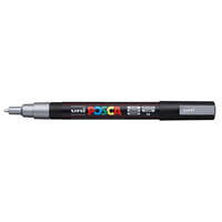 UNI Dekormarker, Uni Posca PC-3M, 0,9-1,3 mm, kúpos hegy, ezüst