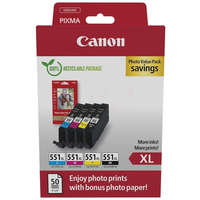 Canon Canon CLI-551XL BK/C/M/Y eredeti tintapatron multipack + fotópapír