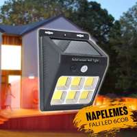  Napelemes fali kültéri LED lámpa mozgásérzékelős 6 COB YX-601COB-6