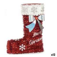 Krist+ Dekoratív Figura Karácsonyi Zokni Tinsel Fehér Piros polipropilén PET 18 x 23 x 8 cm (12 egység)