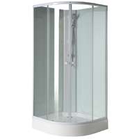 Aqualine AQUALINE AIGO íves zuhanybox, 90x90x206cm, fehér profil, transzparent üveg