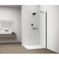 Polysan ESCA BLACK MATT Walk-in zuhanyfal, falra szerelhető, transzparent üveg, 800mm
