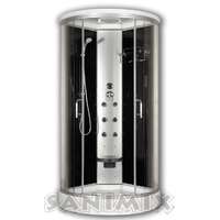 Sanimix Sanimix íves hidromasszázs zuhanykabin, zuhanytálcával, 90x90x215 cm, fekete 22.8021 BLACK