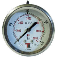 Trale Nyomásmérő óra 1/4"M hátsó csatlakozással, 63mm, 10bar