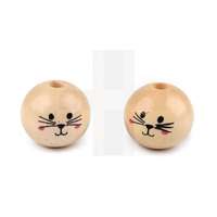 Fa gyöngyök állatka arccal - 5 db/csomag