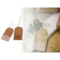 Papír cimke virág minákkal - 4 db/csomag