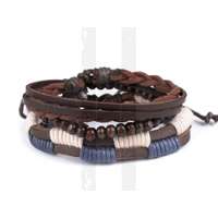 Férfi bőr karkötő szett