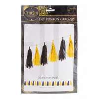 Arany-fekete pom-pom girland - 4,2 méter