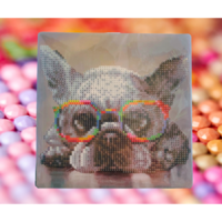  BASIC Gyémántfestő szett, szemüveges francia bulldog, 20 x 20 cm