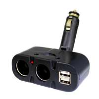  Kettes Szivargyújtó elosztó + USB AE-WF033/12-24V / BM033