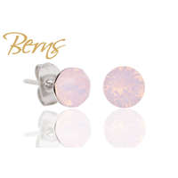 Berns Nemesacél fülbevaló opál rózsaszín színű kristállyal