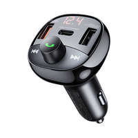 REMAX REMAX LODI bluetooth FM transmitter autós töltő 2 USB / Type-C aljzat (5V / 3A, 54.5W, QC, LED kijelző) FEKETE