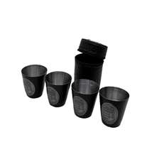 címeres pálinkás pohár tokban - fekete