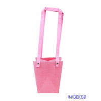 Kosármintás virág táska - Rózsaszín