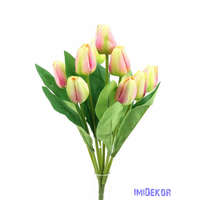  Bimbós tulipán 9 fejes selyem csokor 43cm - Átmenetes Rózsaszín
