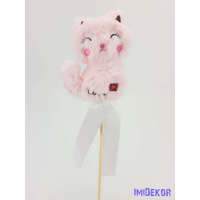  Szőrös cica plüss pálcás figura - Rózsaszín