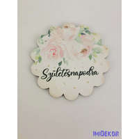 Szülinapos felső rózsaszín tábla 6,5 cm csipkés