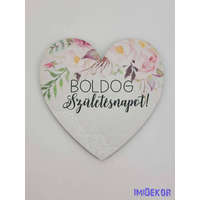 Szülinapos felső peóniás tábla 9,5 cm szív