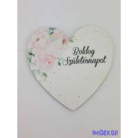 Szülinapos bal felső virágos tábla 9,5 cm szív
