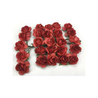 Papír rózsa virágfej 1,6 cm drót szárral piros