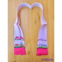 Ballagási szalag 4 cm óvodás - Rózsaszín bagoly