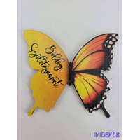 Szülinapos pillangó tábla 6,5x7,5cm - Átmenetes sárga