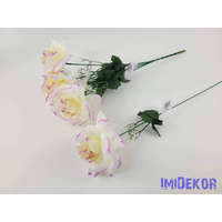  Nagyfejű szálas selyem rózsa 51 cm - Fehér-Lila Cirmos