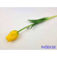  Tulipán gumi szálas élethű szár + levél 45 cm - Sárga