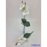  Orchidea gumis levéllel 32cm - Fehér