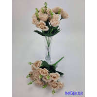  Rózsa 14 fejes selyemvirág csokor díszítővel 30 cm - Sötét púder