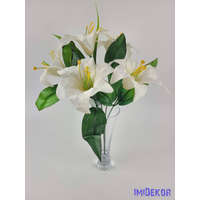 Liliom 5 ágú selyem csokor 32 cm - Ekrü