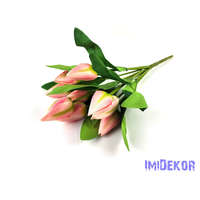  Tulipán hegyes 9 ágú selyem csokor 45 cm - Rózsaszínes