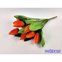  Tulipán hegyes 9 ágú selyem csokor 45 cm - Narancs