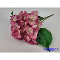  Hortenzia 5 ágú gumis csokor 46 cm - Rózsaszín Átmenetes