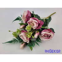 Rózsa+bimbó 9 ágú féloldalas csokor 50 cm - Cirmos Lilás
