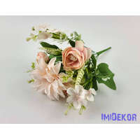  Vegyes bogi+dália+kis virágos 7 ágú csokor 35 cm - Halvány Rózsaszín