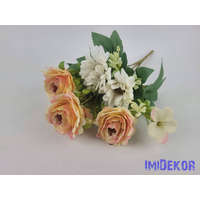 Rózsa+margaréta+kis virágos 7 ágú csokor 33 cm - Rózsaszínes Barack
