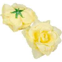  Rózsa nyílott selyemvirág fej nyílt rózsafej 10 cm - Vaj