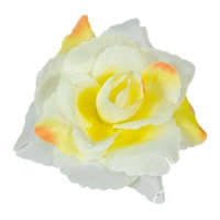  Rózsa nyílott selyemvirág fej nyílt rózsafej 10 cm - Krém-Sárga