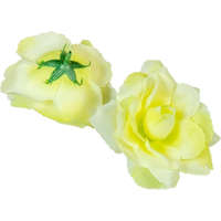  Rózsa nyílott selyemvirág fej nyílt rózsafej 10 cm - Krém-Halvány Zöld