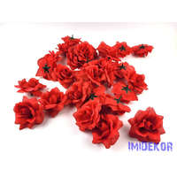  Nyílótt rózsa selyemvirág fej 9,5 cm - Piros