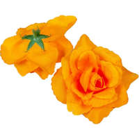  Rózsa nyílott selyemvirág fej nyílt rózsafej 10 cm - Világos Narancs