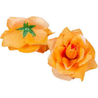  Rózsa nyílott selyemvirág fej nyílt rózsafej 10 cm - Világos Fehér-Narancs