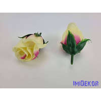  Bimbós rózsa selyemvirág fej M5,5 cm - Krém-pink alj